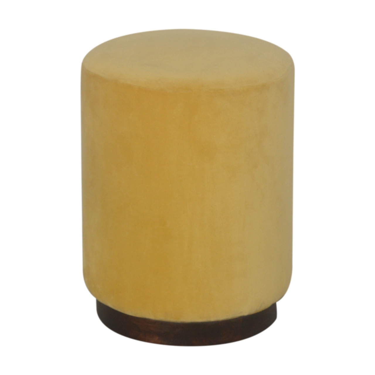 Mustard Velvet Wooden Footstool - Image 3