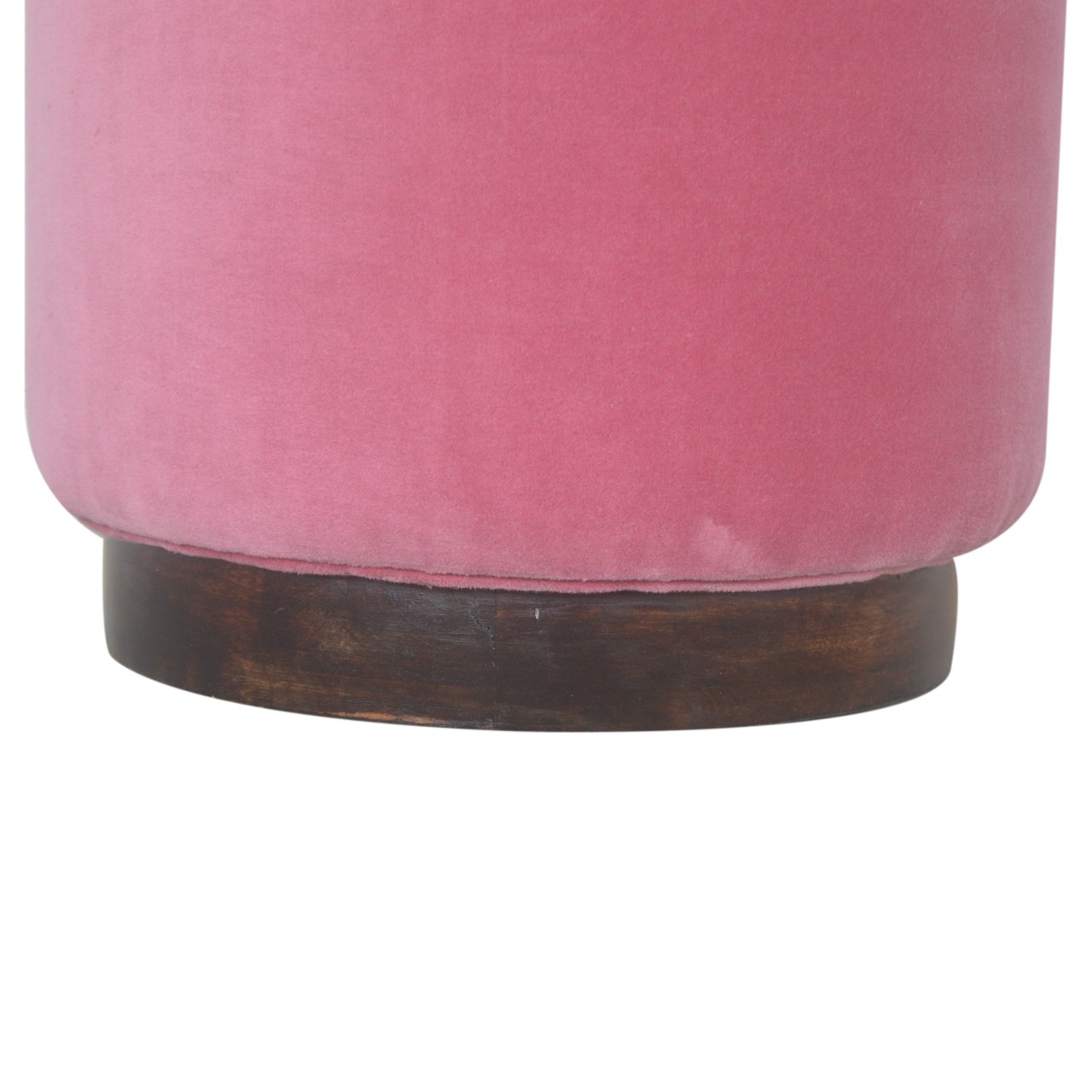 Pink Velvet Wooden Footstool - Image 5