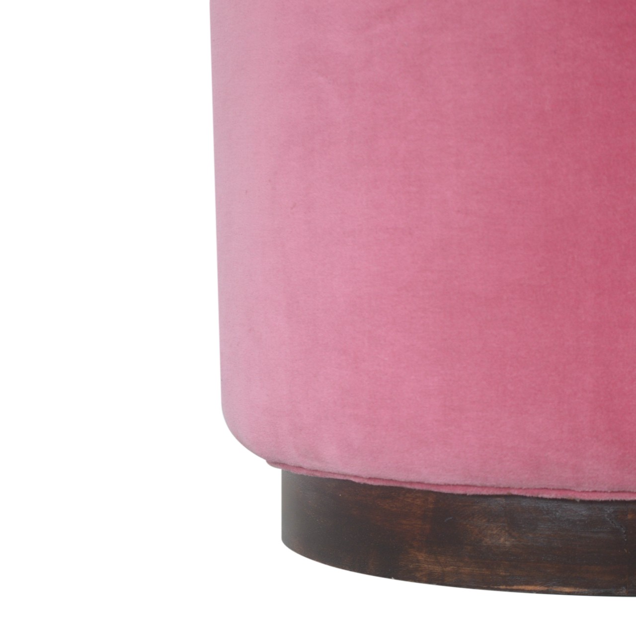 Pink Velvet Wooden Footstool - Image 4