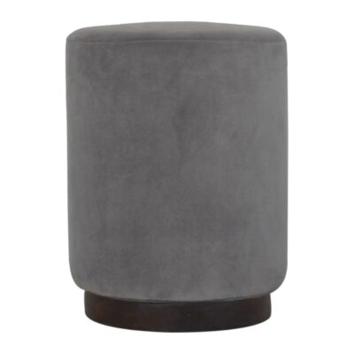 Grey Velvet Wooden Footstool