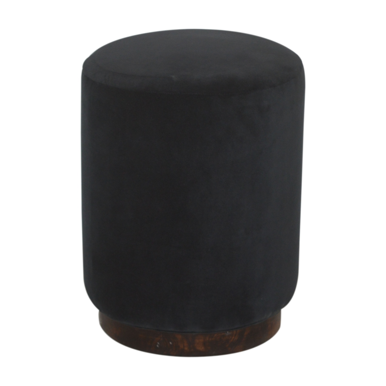Black Velvet Wooden Base Footstool - Image 2