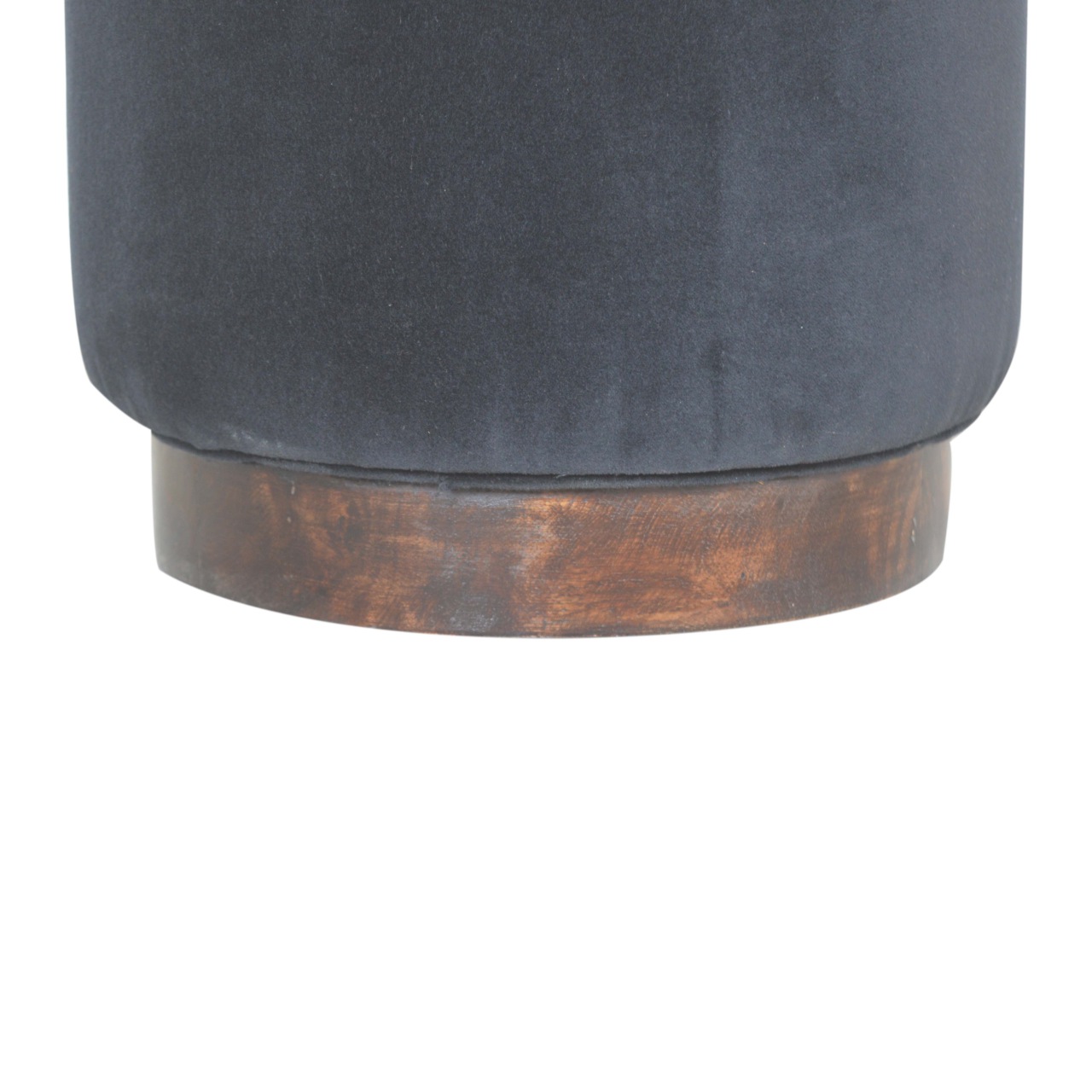 Black Velvet Wooden Base Footstool - Image 4