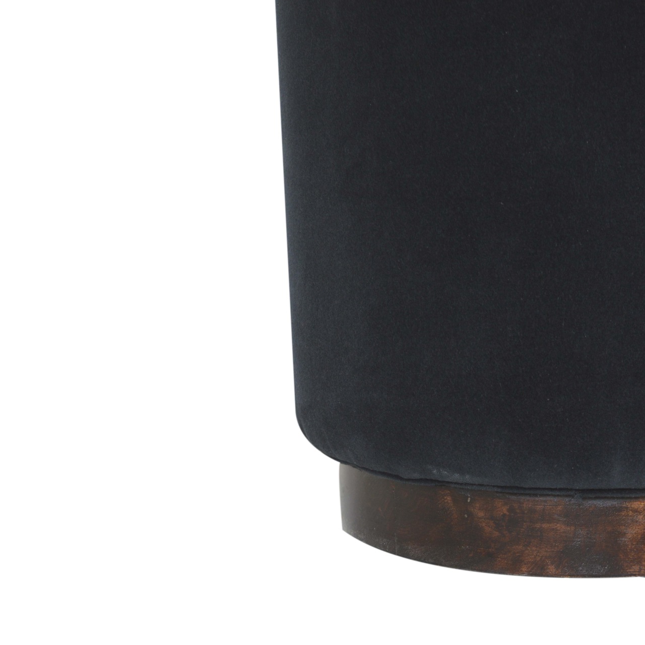 Black Velvet Wooden Base Footstool - Image 6