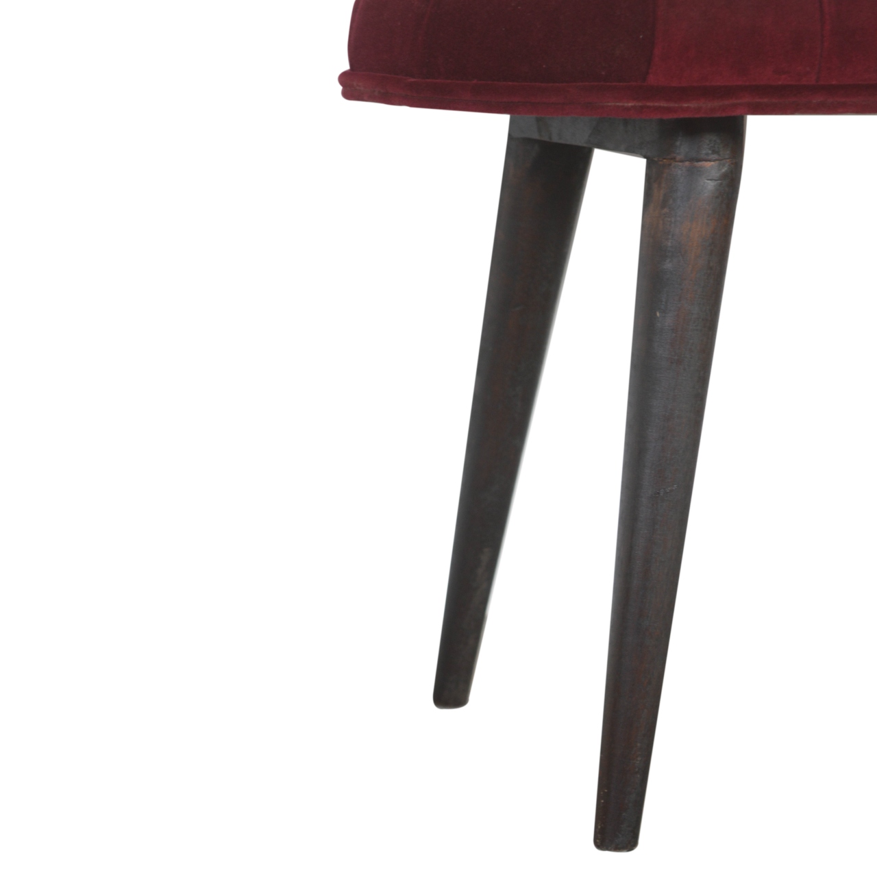 Wine Red Velvet Deep Button Bench - Image 9