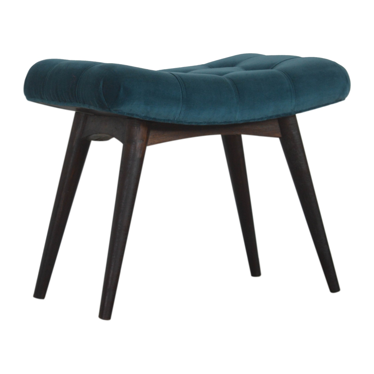 Teal Cotton Velvet Curved Bench - Image 3