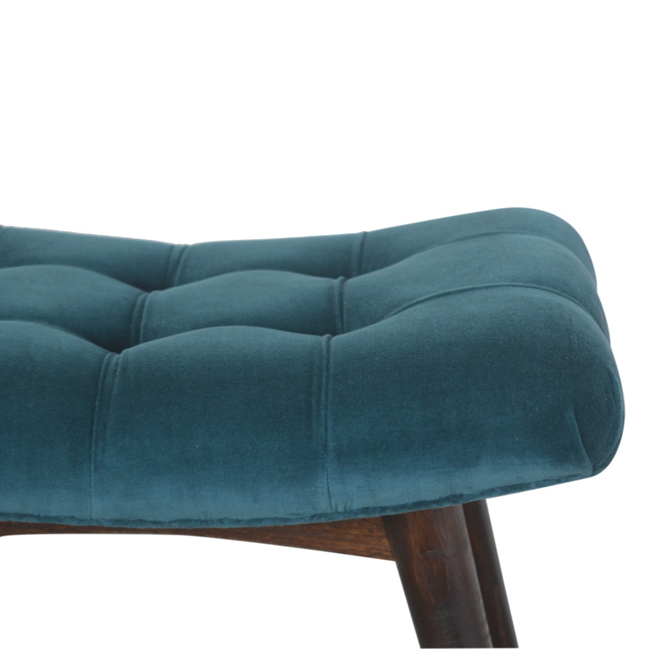 Teal Cotton Velvet Curved Bench - Image 4