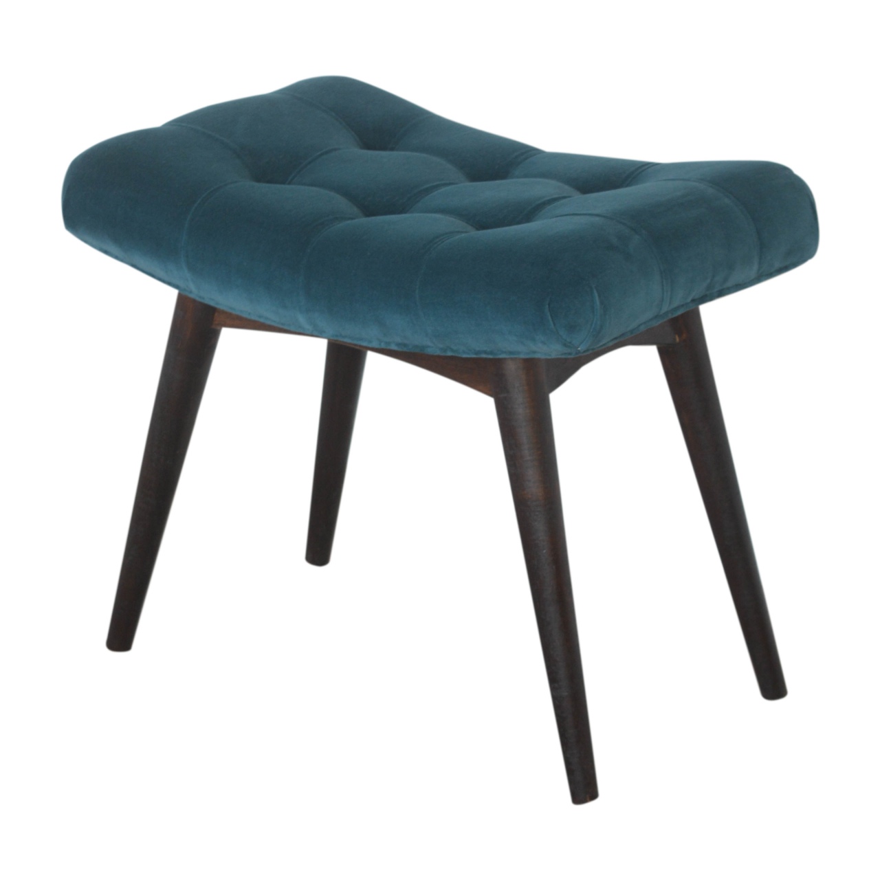 Teal Cotton Velvet Curved Bench - Image 5