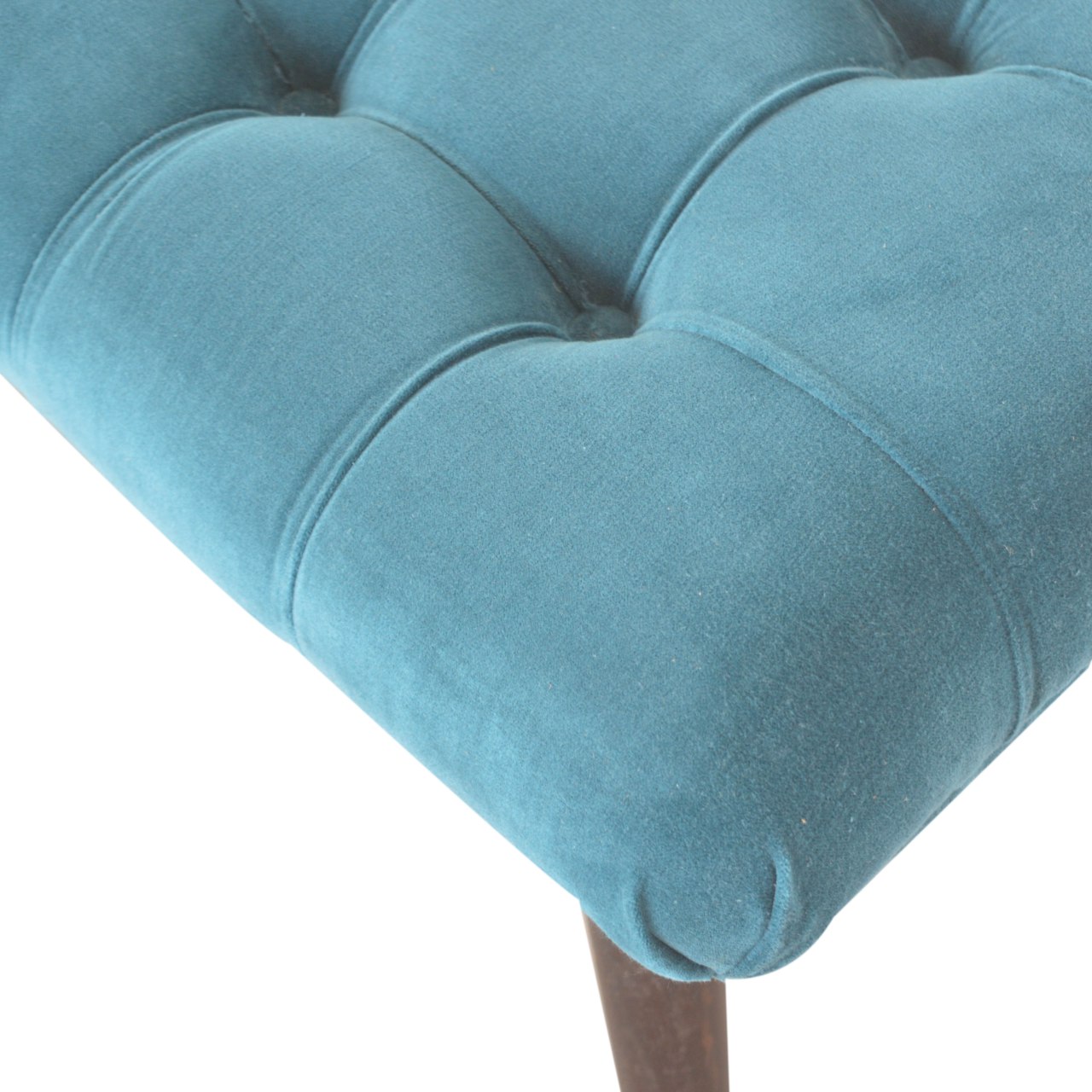 Teal Cotton Velvet Curved Bench - Image 6