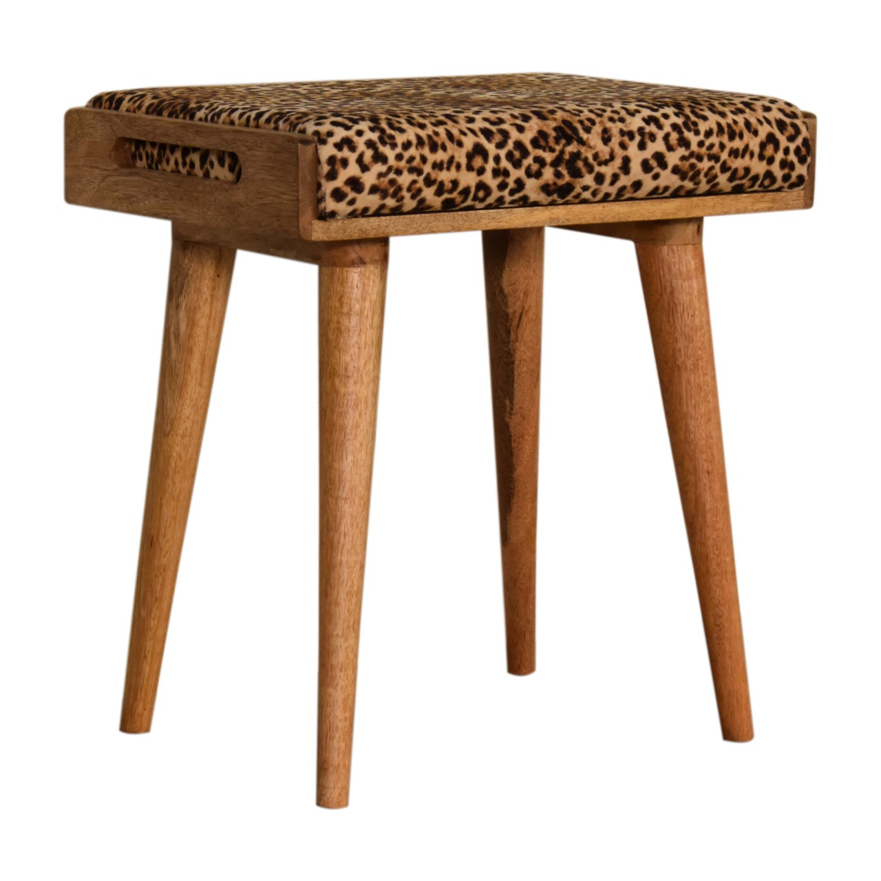 Leopard Velvet Tray Style Footstool - Image 2