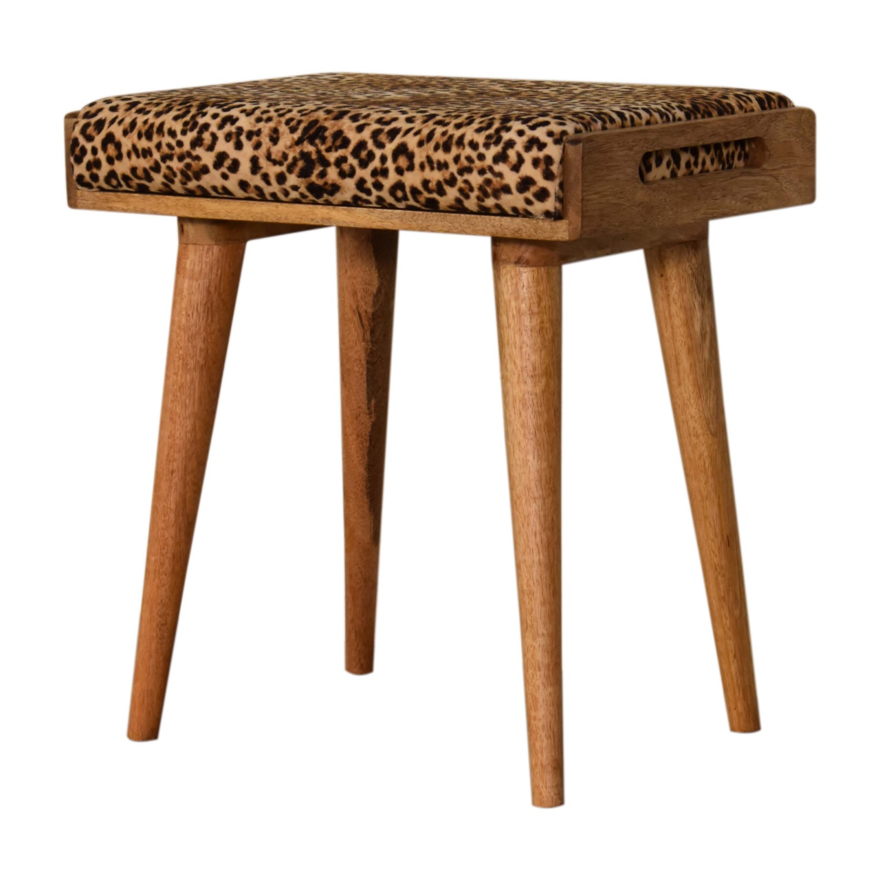 Leopard Velvet Tray Style Footstool - Image 3