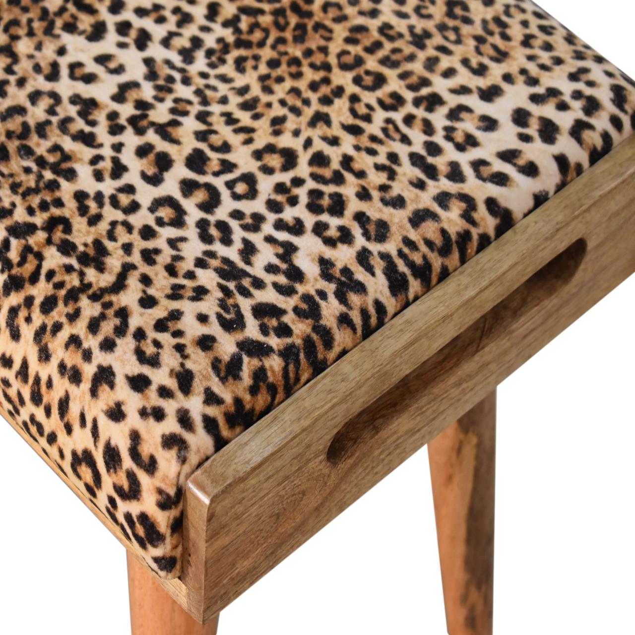 Leopard Velvet Tray Style Footstool - Image 5