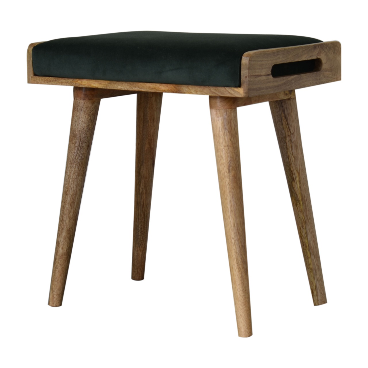 Emerald Velvet Tray Style Footstool - Image 3