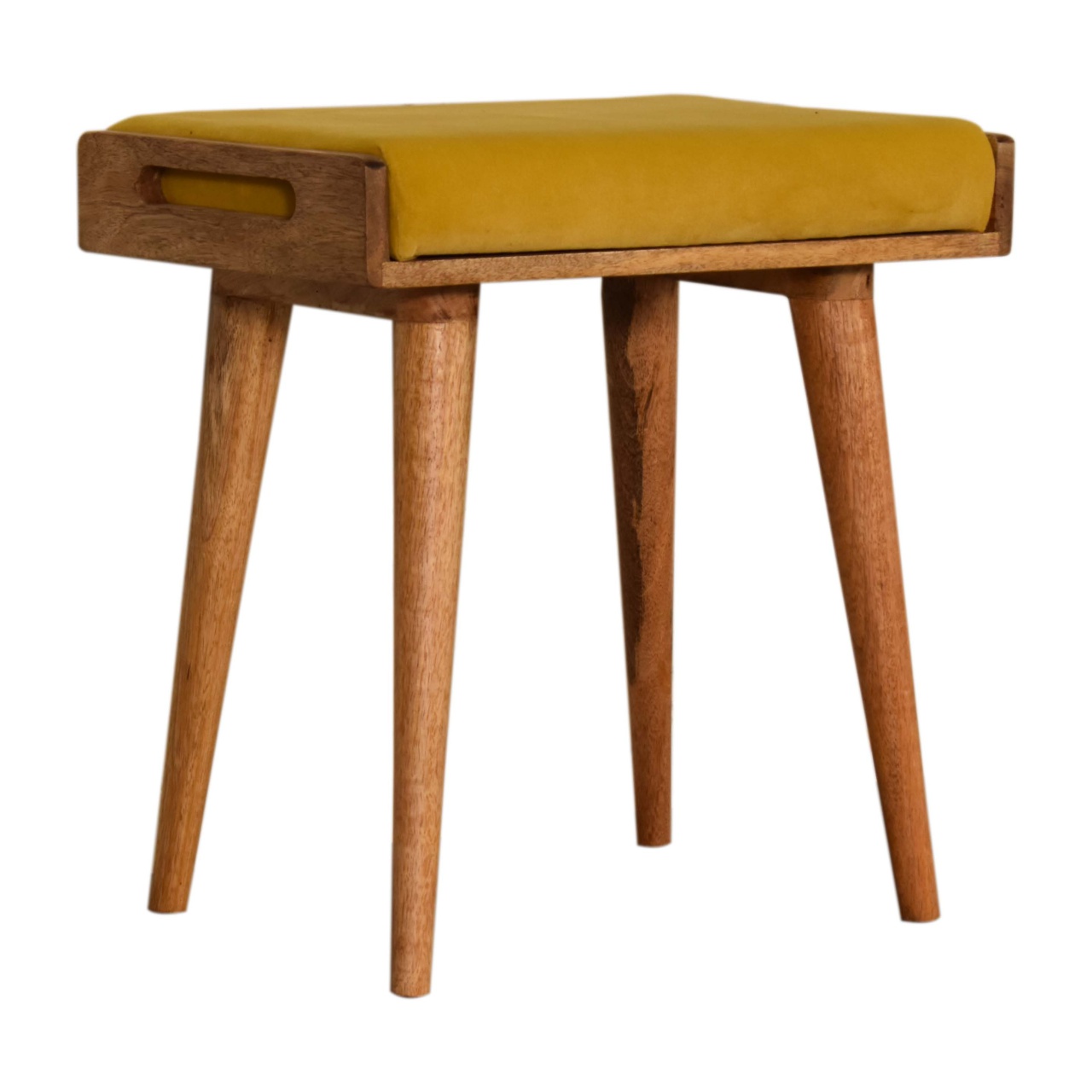 Mustard Velvet Tray Style Footstool - Image 2