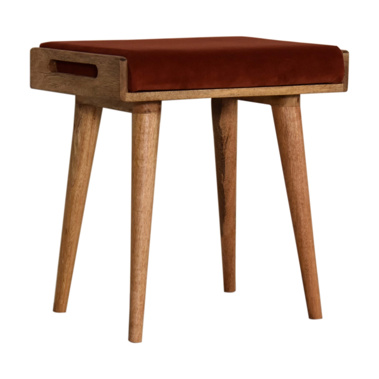 Brick Red Velvet Tray Footstool - Image 2