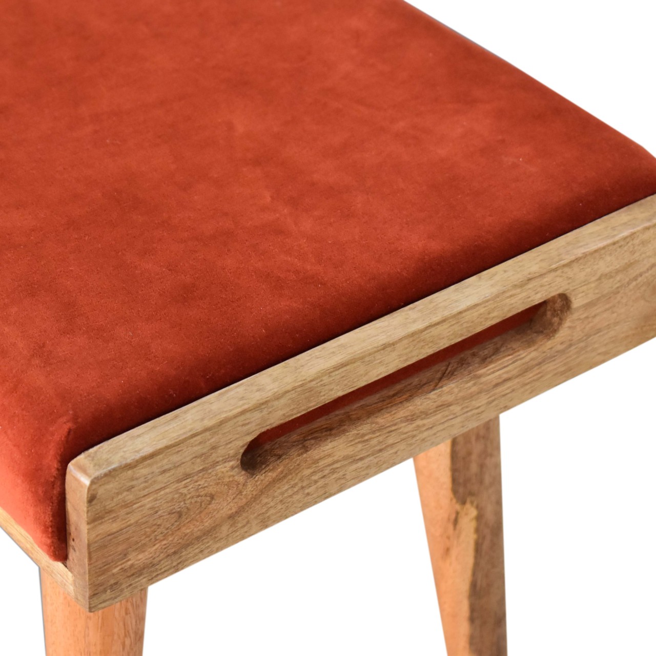 Brick Red Velvet Tray Footstool - Image 5