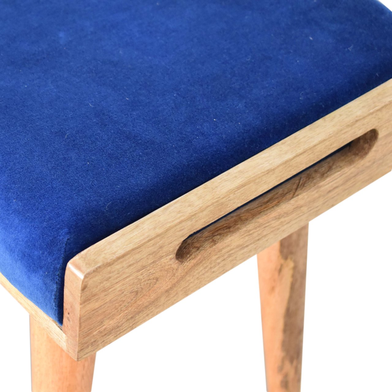 Royal Blue Velvet Tray Footstool - Image 6