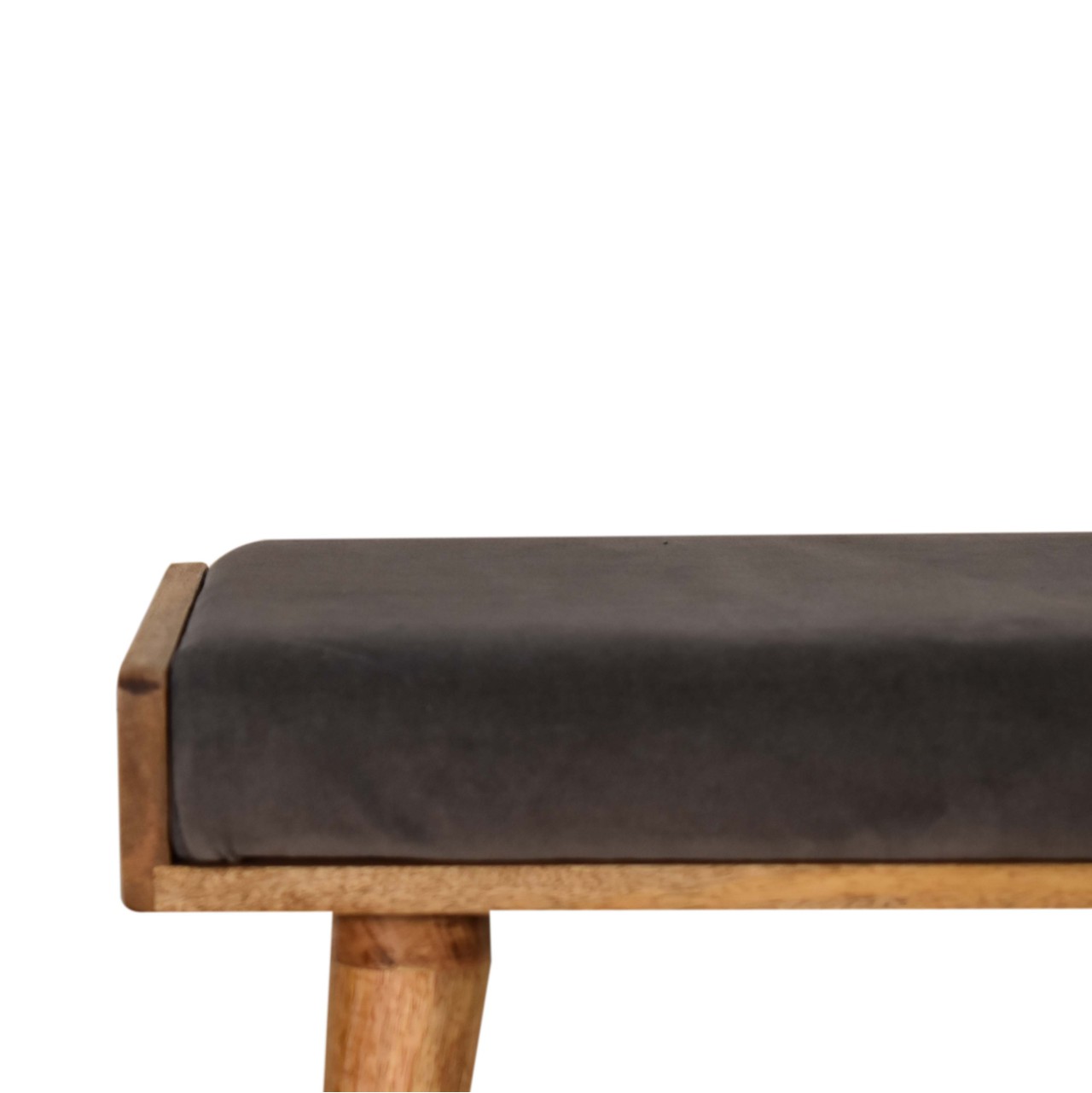 Grey Velvet Tray Style Footstool - Image 4