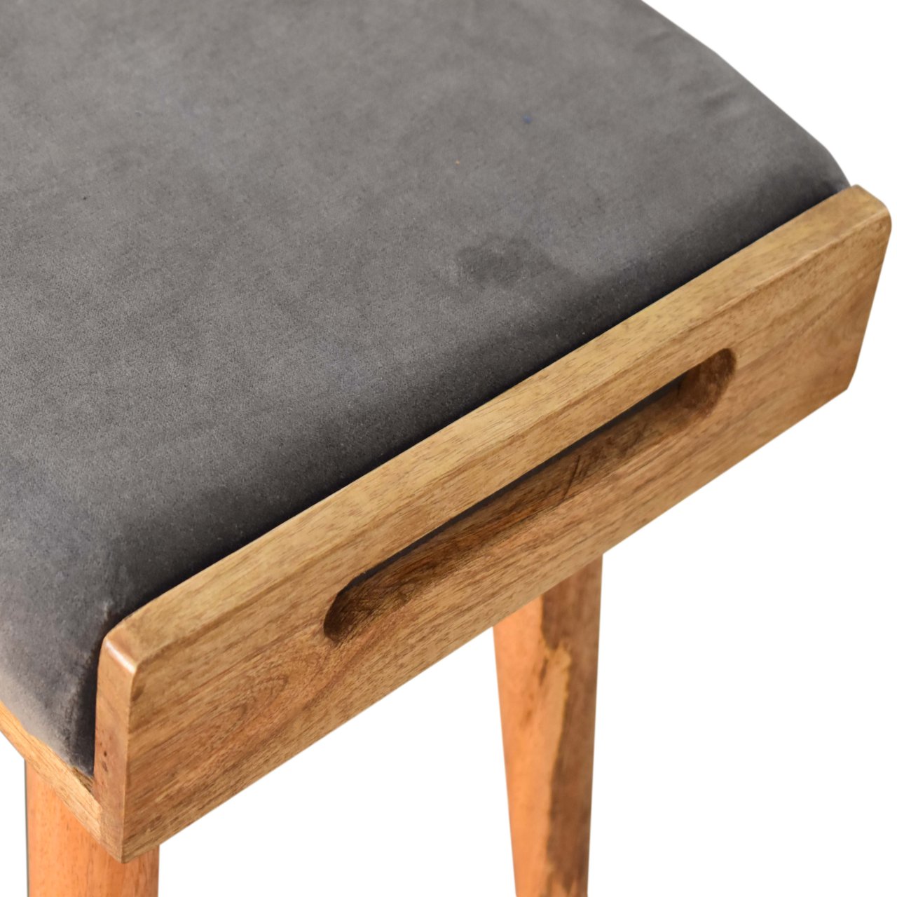 Grey Velvet Tray Style Footstool - Image 5