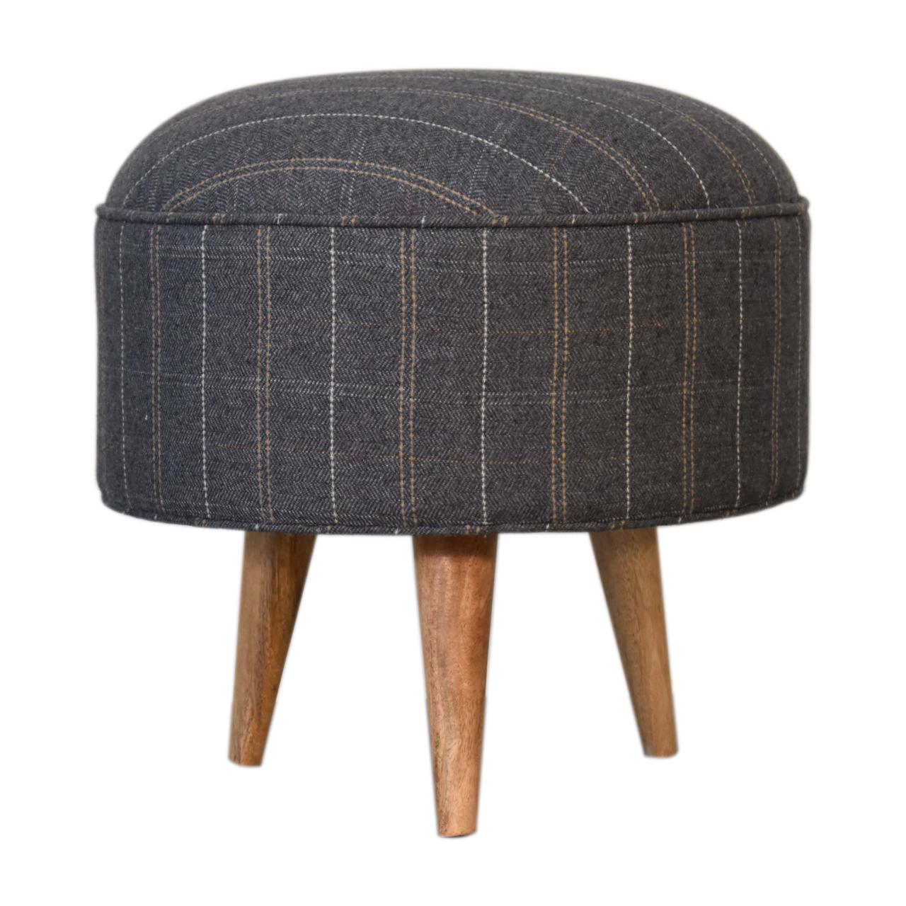 Pewter Tweed Nordic Style Footstool - Image 8