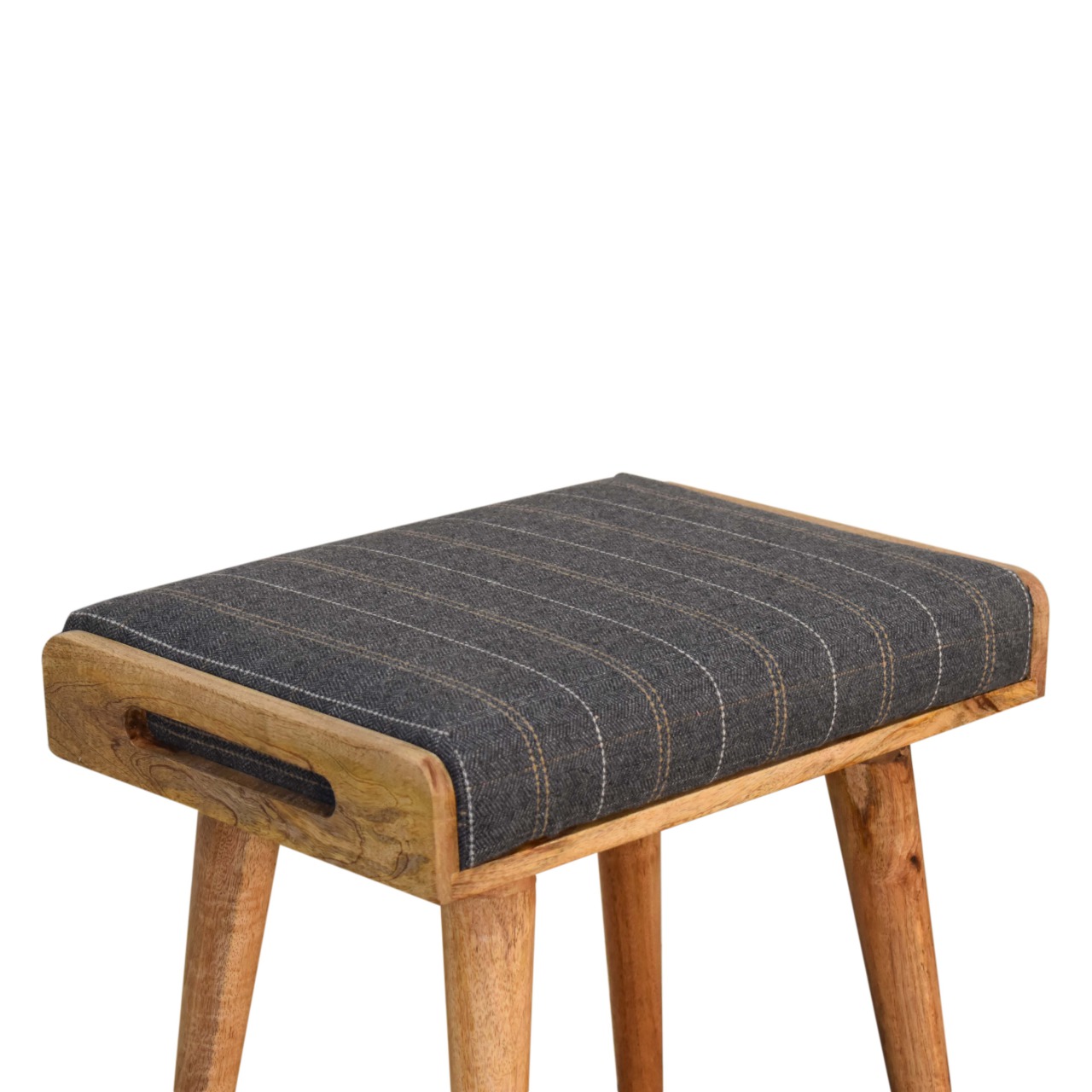 Pewter Tweed Tray Style Footstool - Image 5
