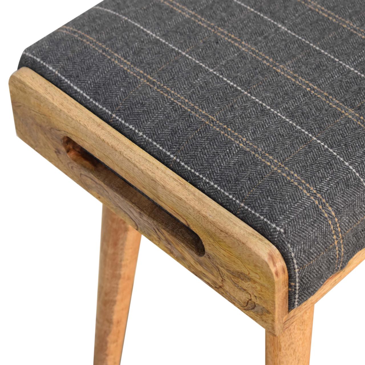 Pewter Tweed Tray Style Footstool - Image 7