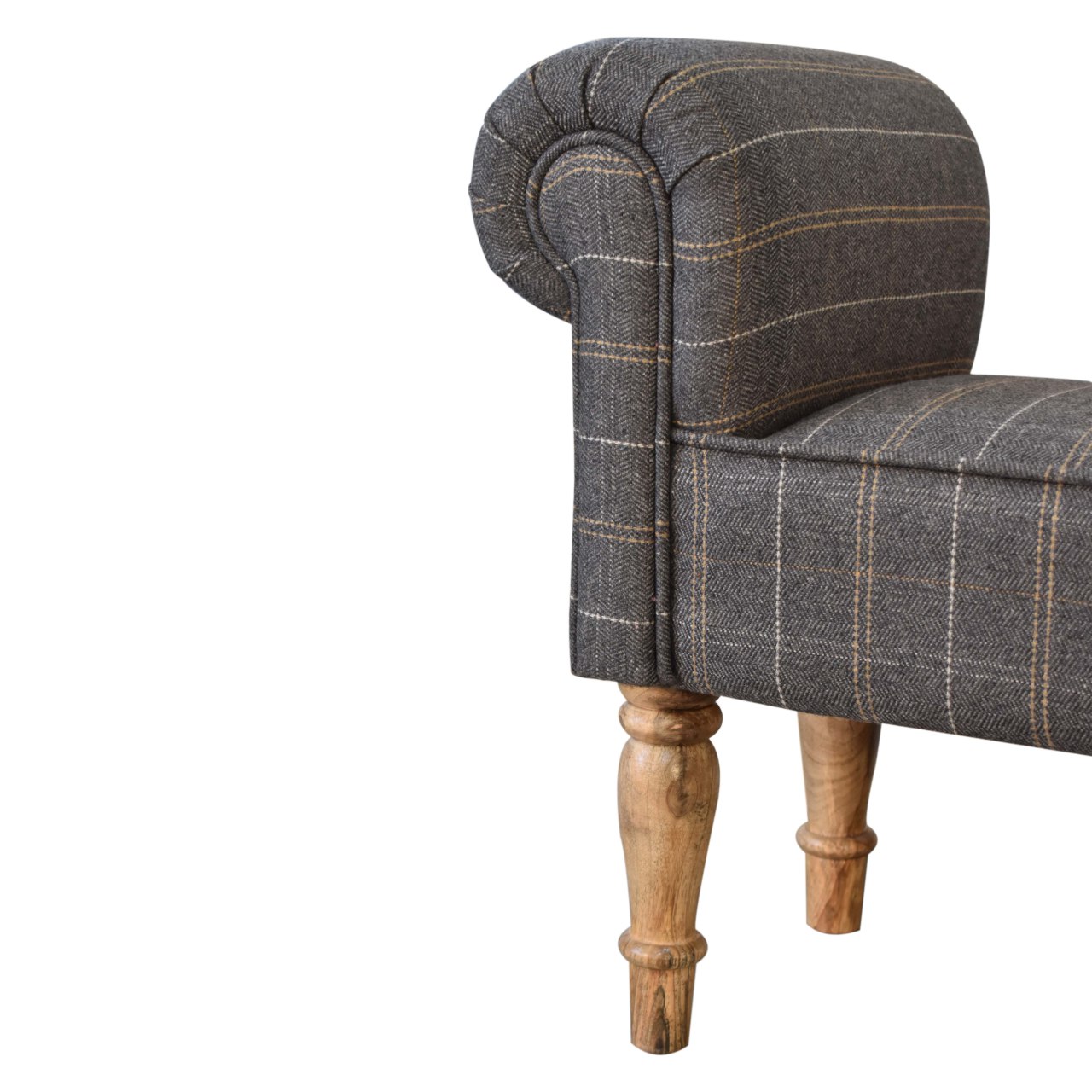 Pewter Tweed Turned Bedroom Bench - Image 8