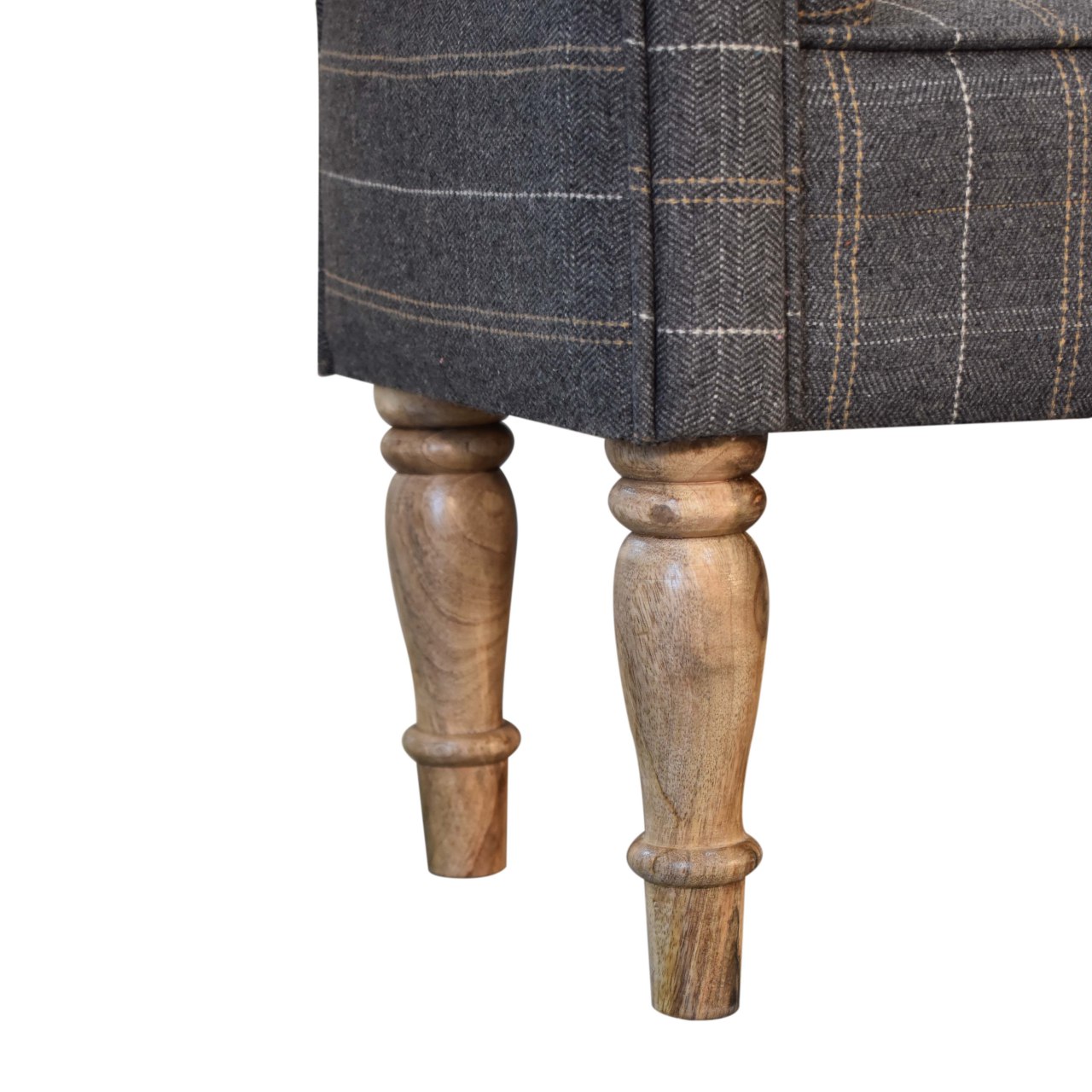 Pewter Tweed Turned Bedroom Bench - Image 9