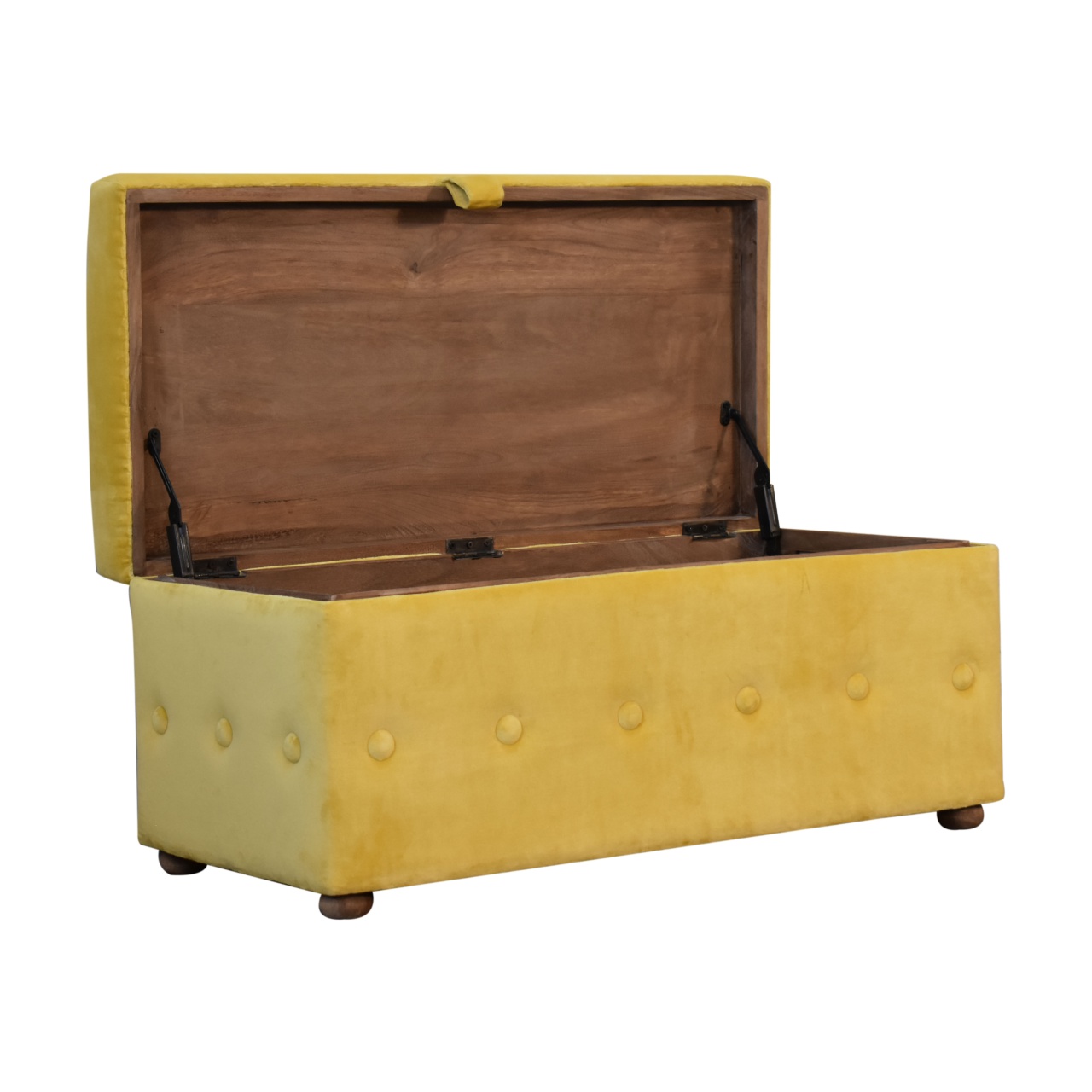 mustard lid up cotton velvet ottoman