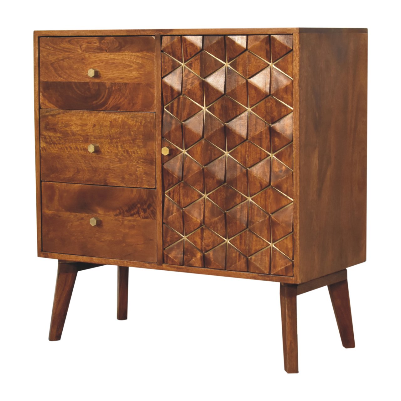 Chestnut Cubed Brass Inlay Cabinet - Image 2