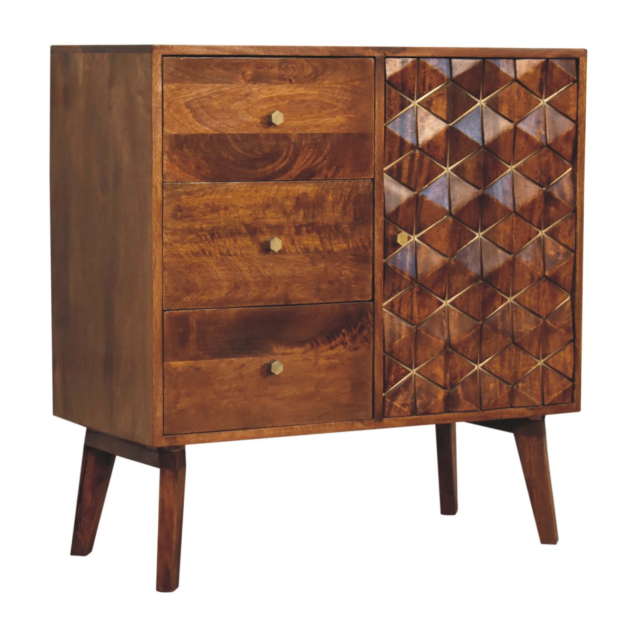 Chestnut Cubed Brass Inlay Cabinet - Image 3
