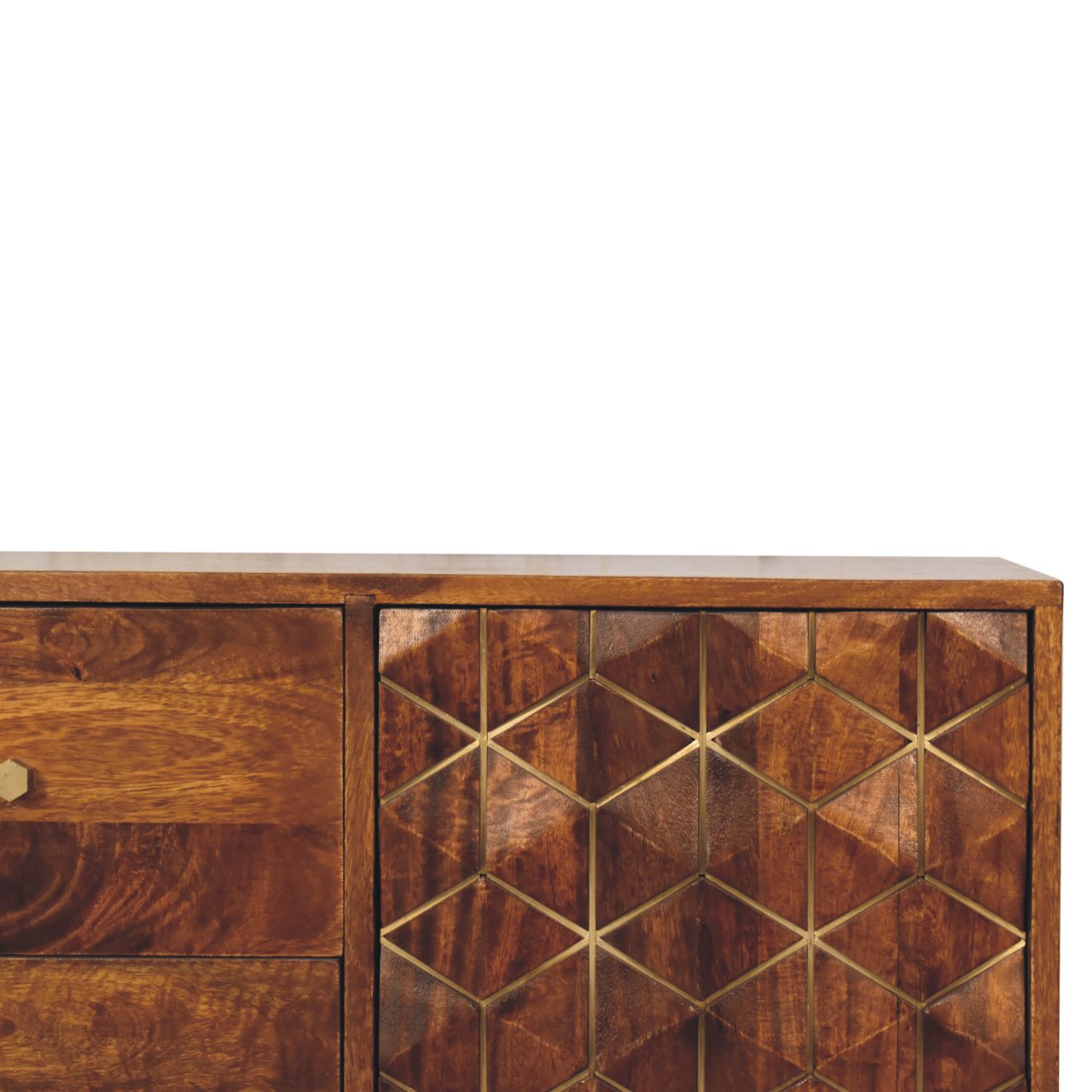 Chestnut Cubed Brass Inlay Cabinet - Image 4