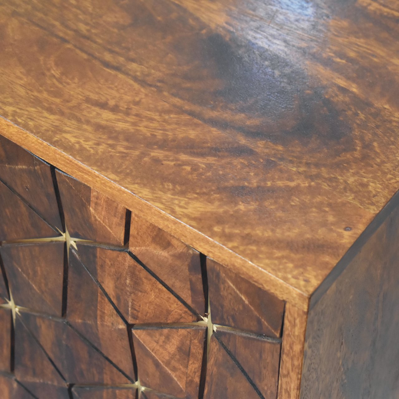 Chestnut Cubed Brass Inlay Cabinet - Image 5