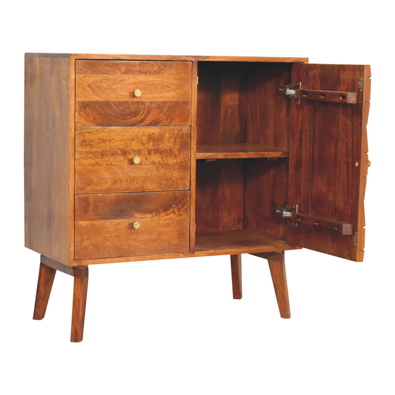 Chestnut Cubed Brass Inlay Cabinet - Image 7