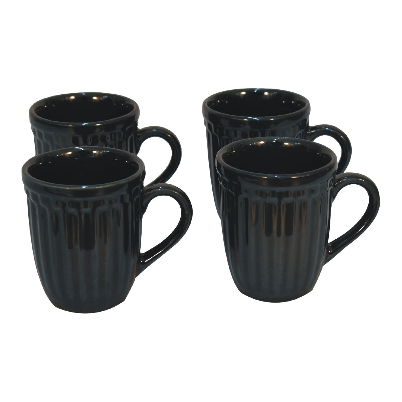 in3105 black ribbed mug set of 4