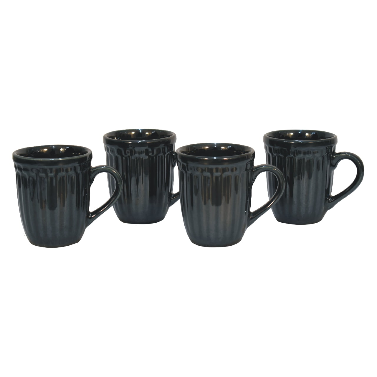 in3105 black ribbed mug set of 4