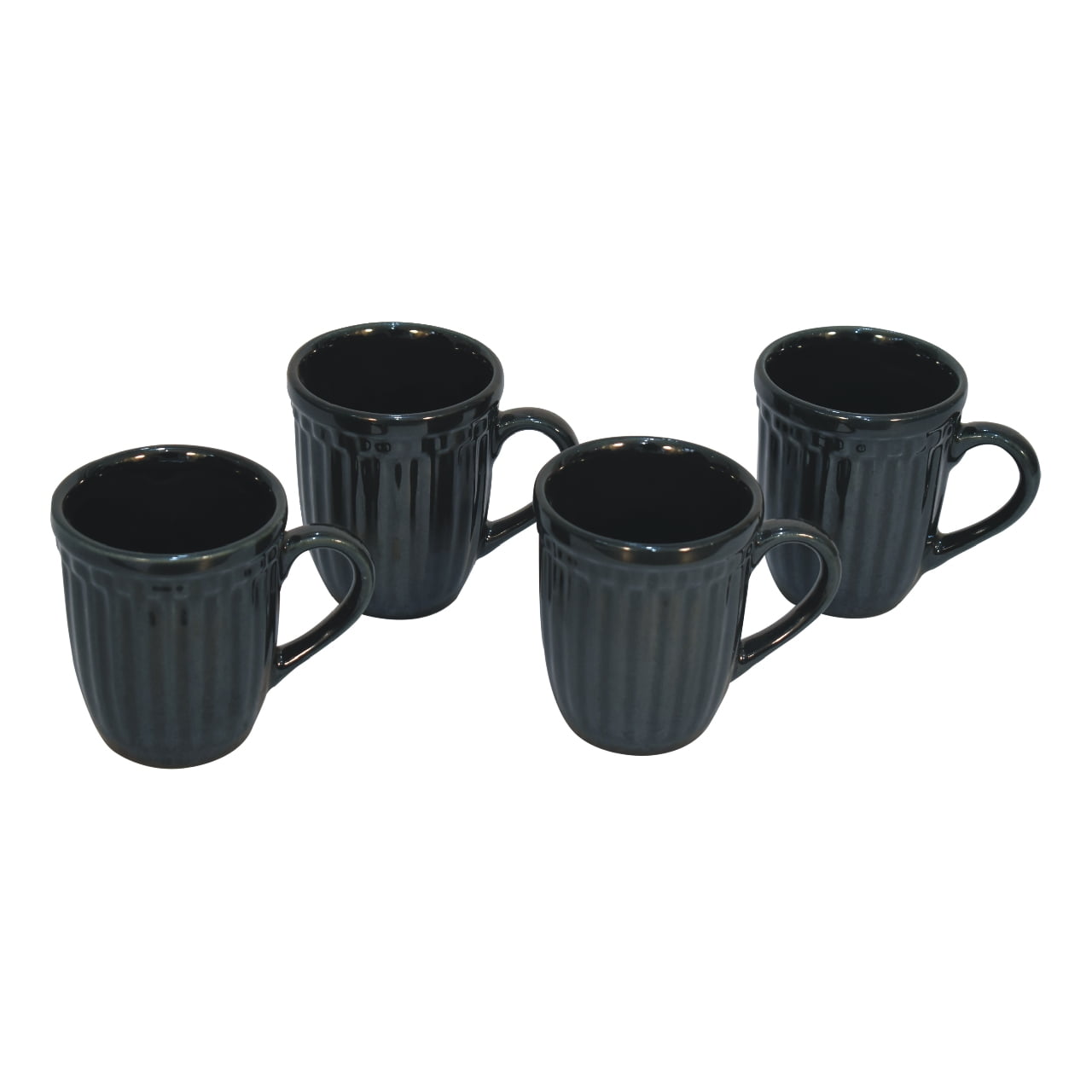 in3105 black ribbed mug set of 4
