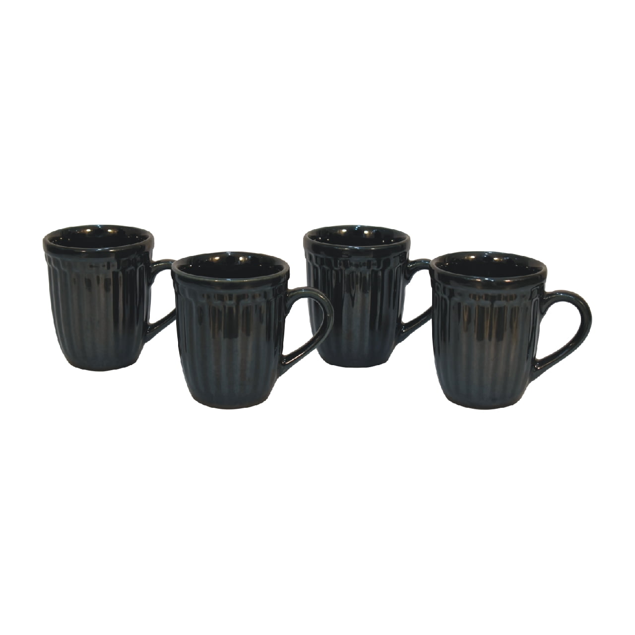 in3105 black ribbed mug set of 4