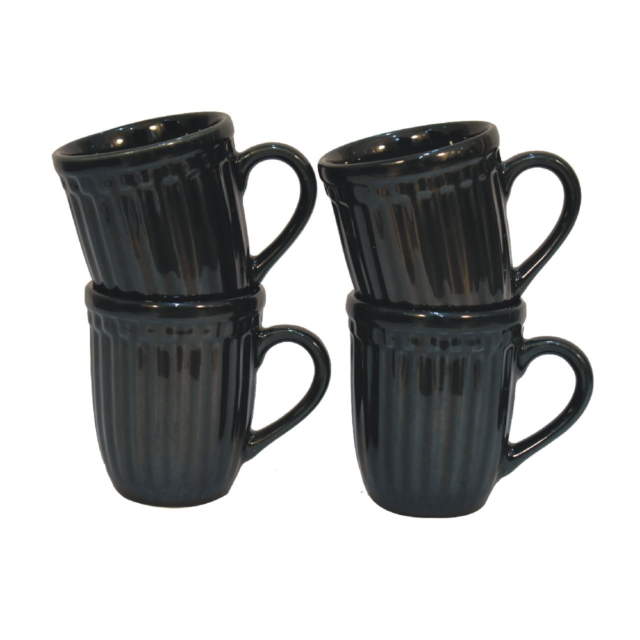 in3105 black ribbed mug set of 4