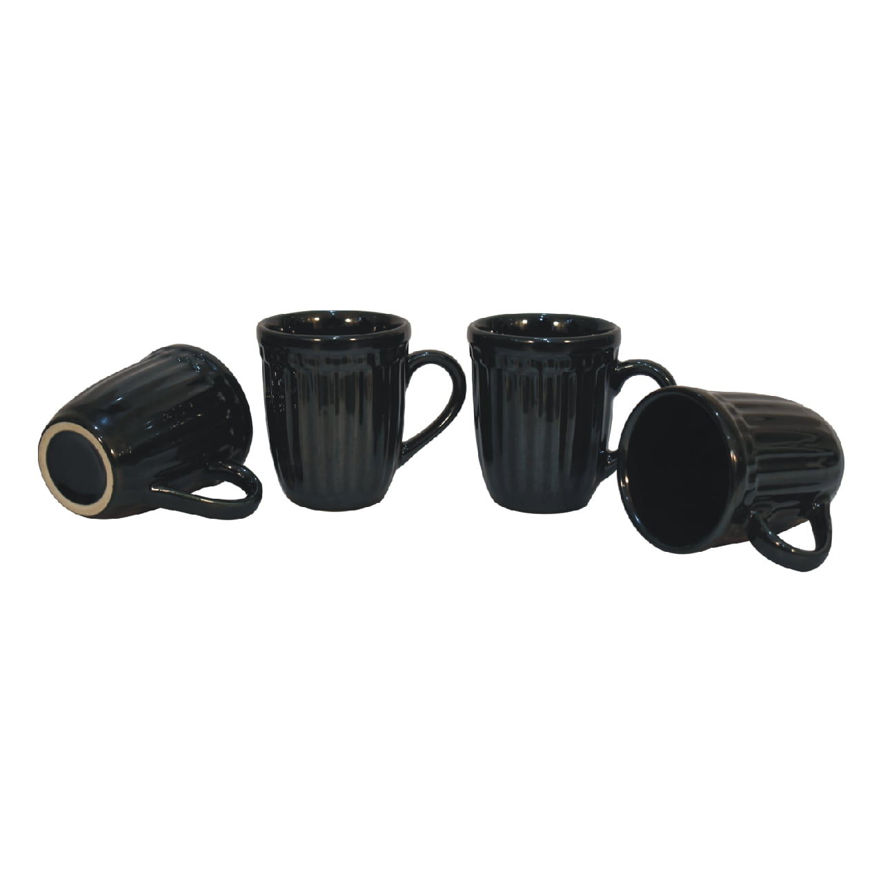 in3105 black ribbed mug set of 4