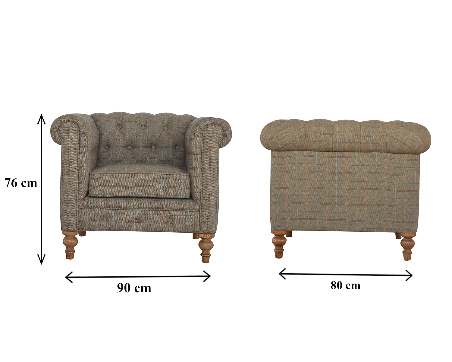 Chesterfield Multi Tweed Armchair - Image 9