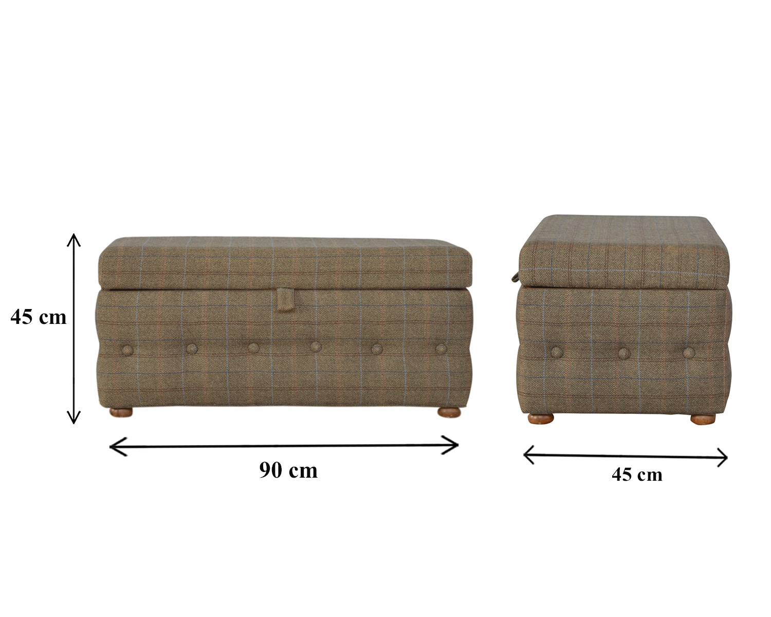 in076 multi tweed deep button footstool