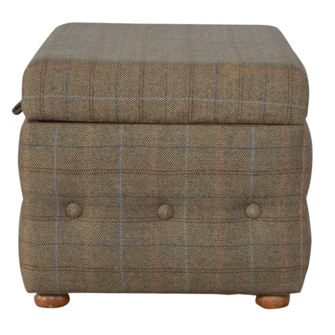 in076 multi tweed deep button footstool