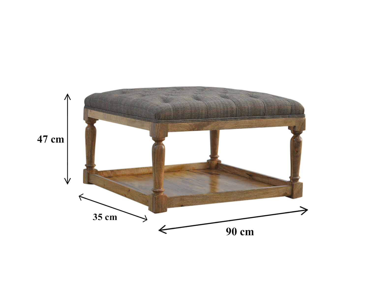 Multi Tweed Footstool with Shelf - Image 7