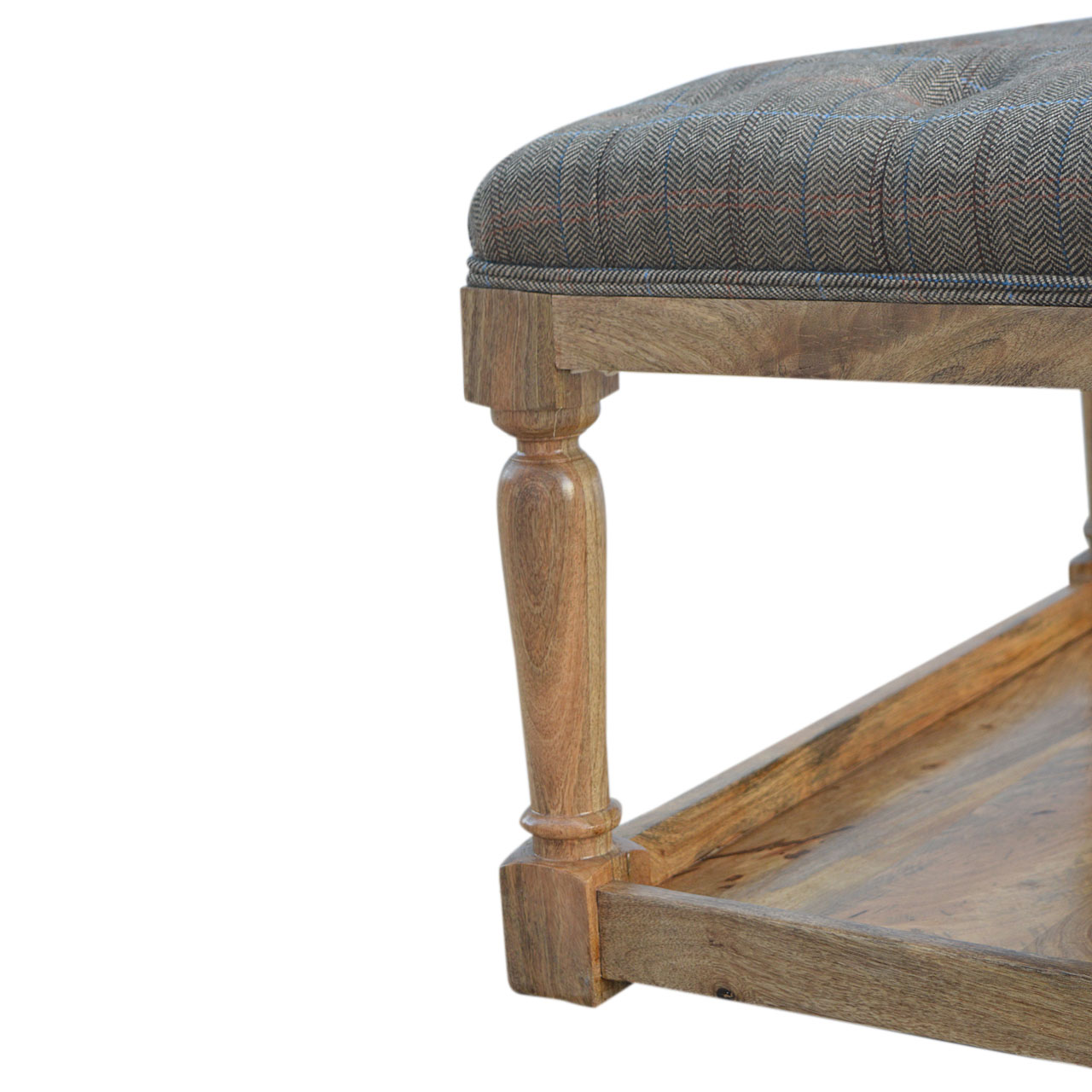 Multi Tweed Footstool with Shelf - Image 3