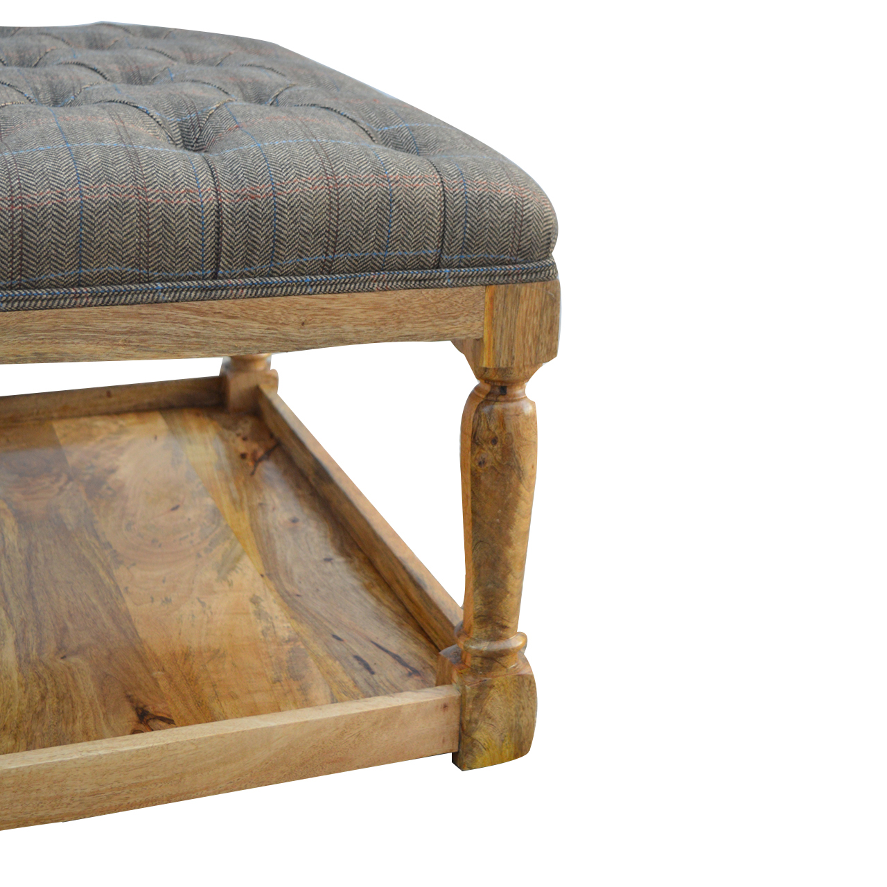 Multi Tweed Footstool with Shelf - Image 4