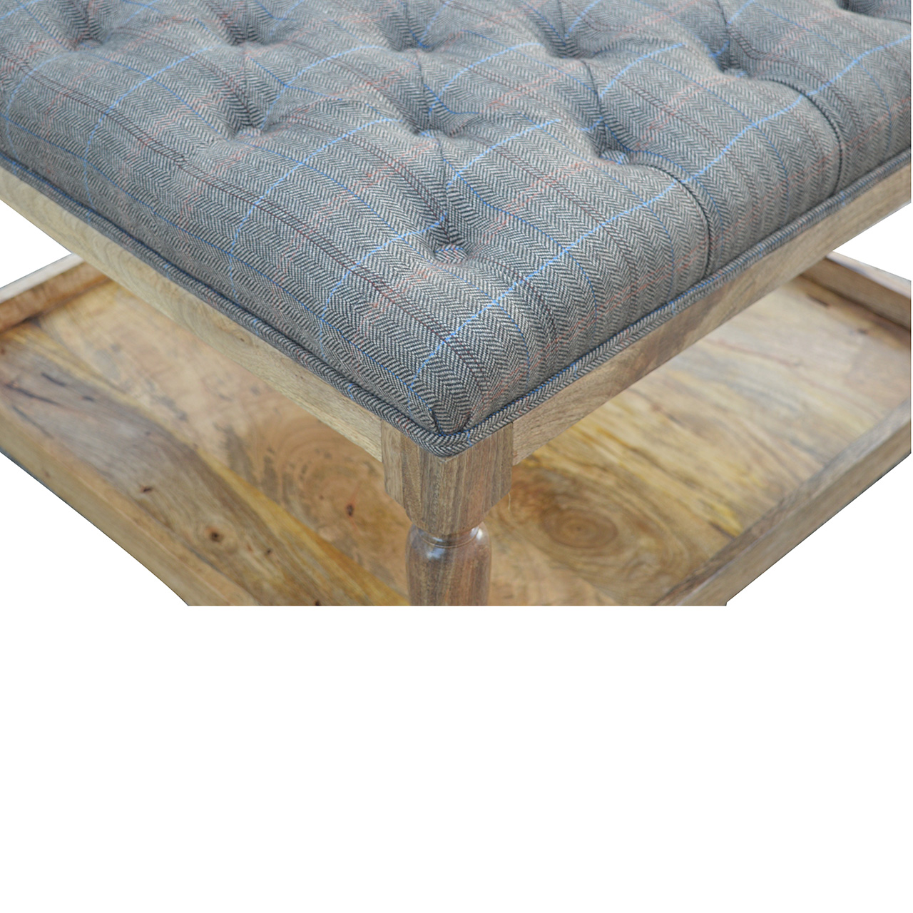 Multi Tweed Footstool with Shelf - Image 5