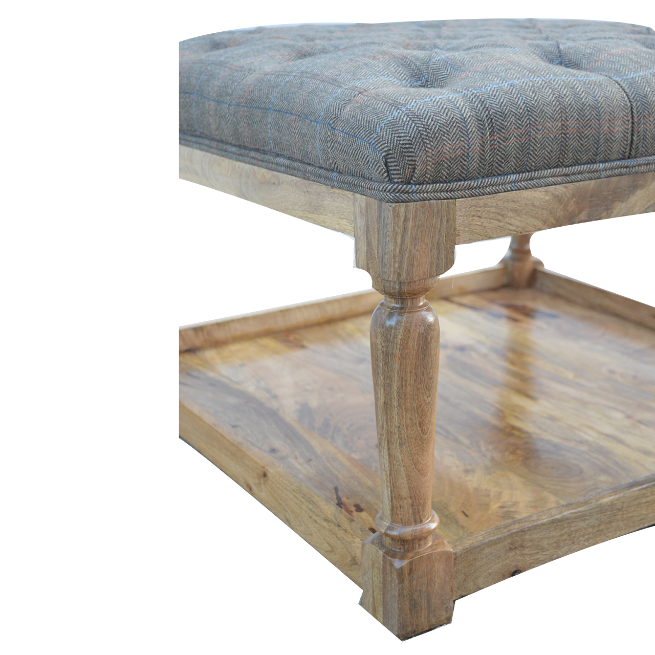 Multi Tweed Footstool with Shelf - Image 6