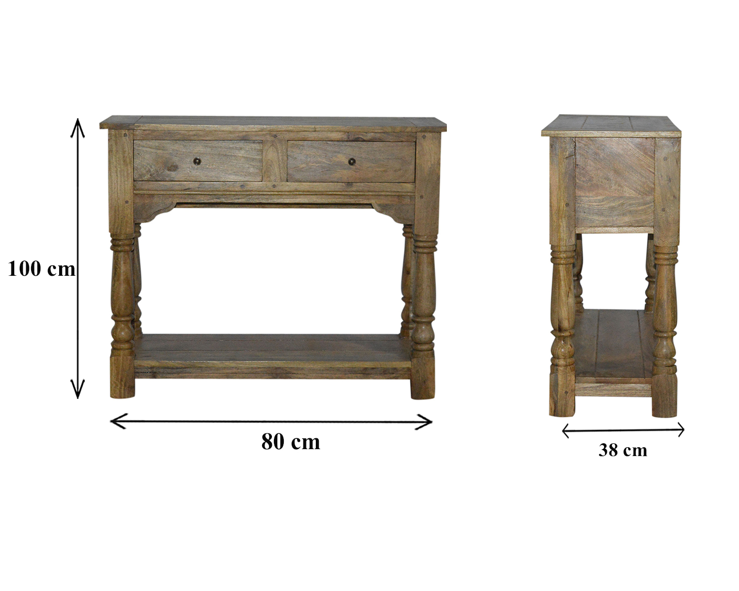 Solid Mango 2 Drawer Console - Image 10