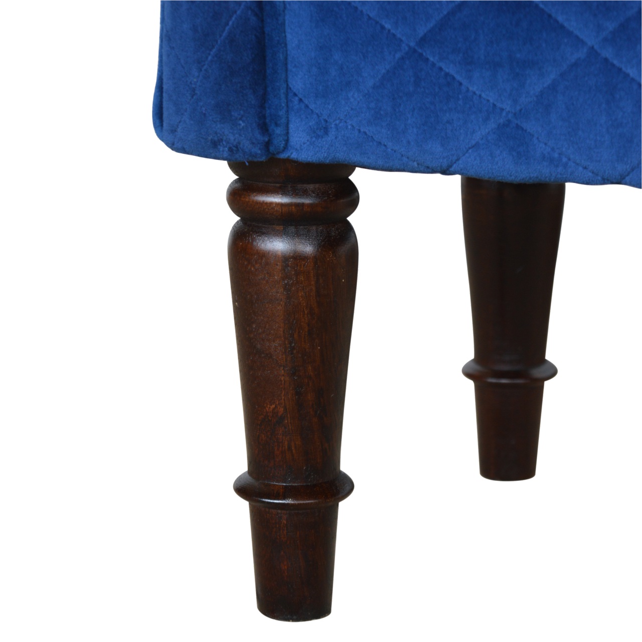 in1012 royal blue quilted velvet bench