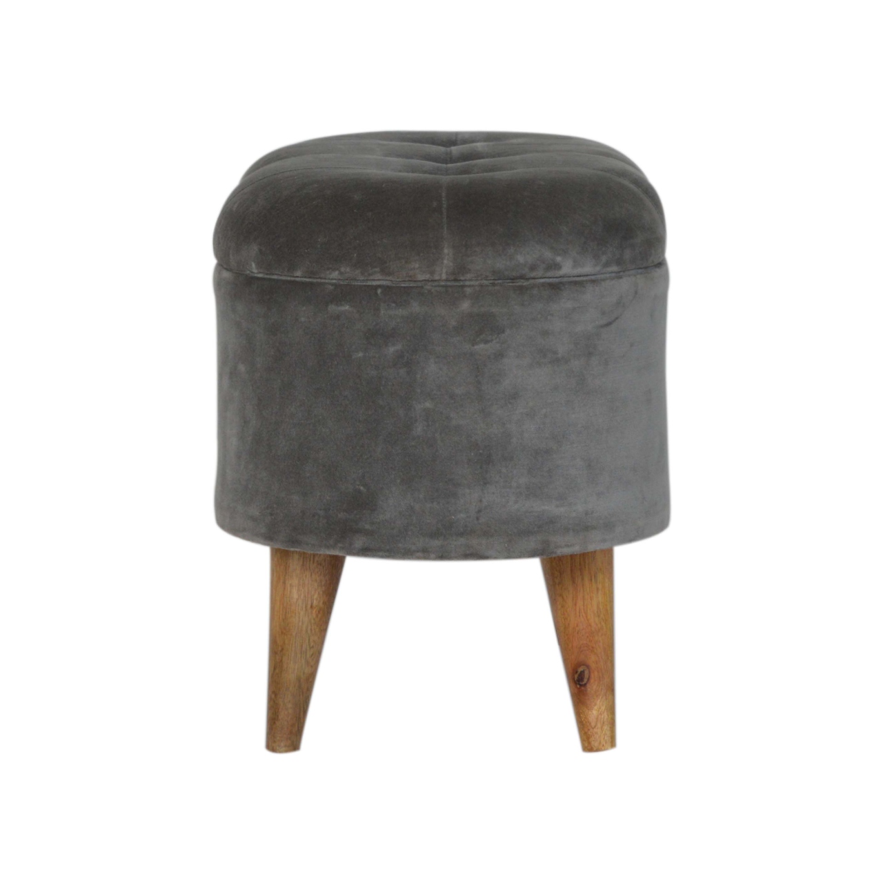 in1203 grey tweed curved storage footstool